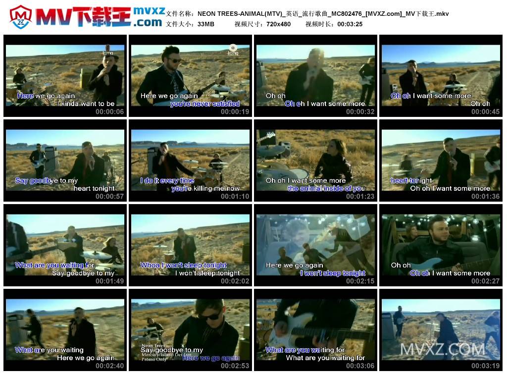 NEON TREES-ANIMAL(MTV)_英语_流行歌曲_MC802476